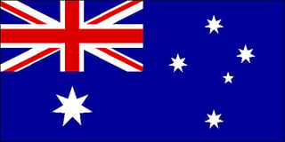 Australian flag featuring the Union Jack in the upper left corner and white stars on a blue background, including the Commonwealth Star and Southern Cross constellation
